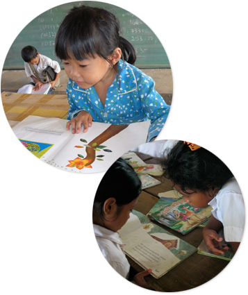 カンボジアで、みんなでつくる小学校の図書室 New Project 01 住民参加による図書館運営事業